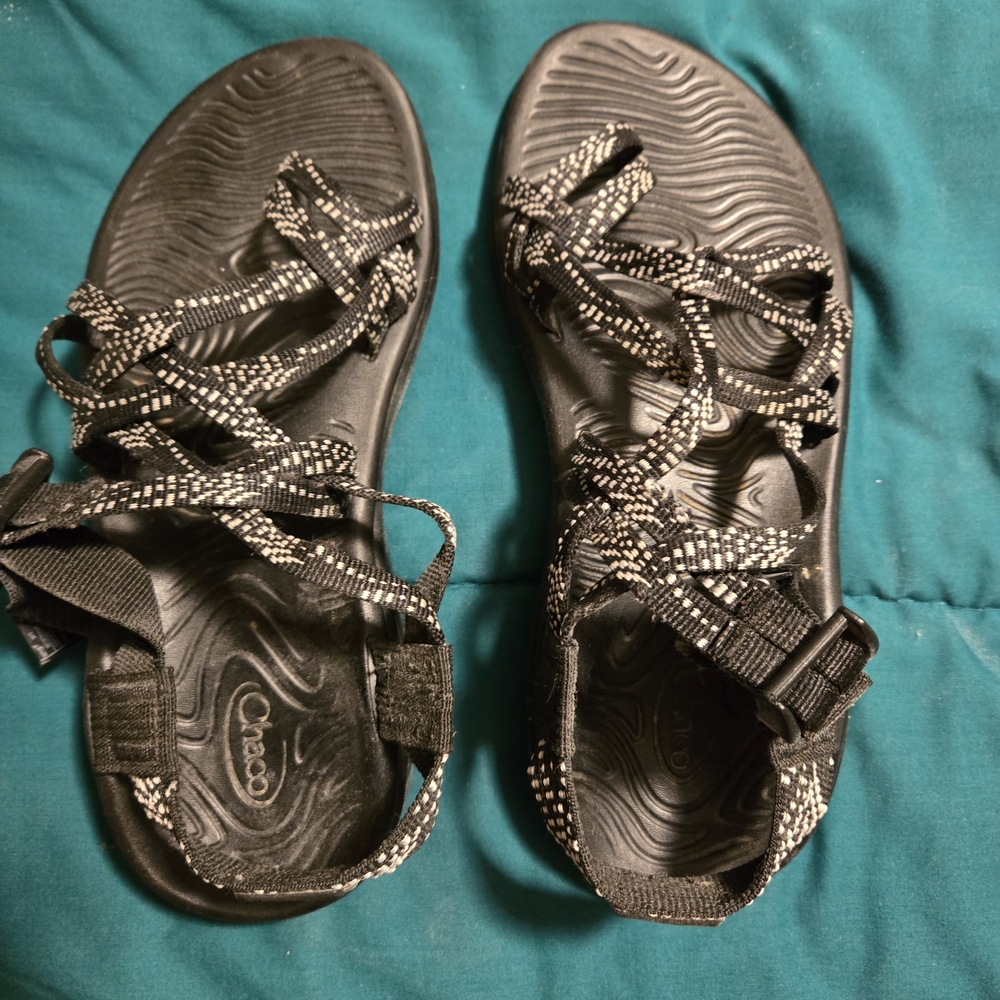 Chaco Black and White Strappy Outdoor Sandals